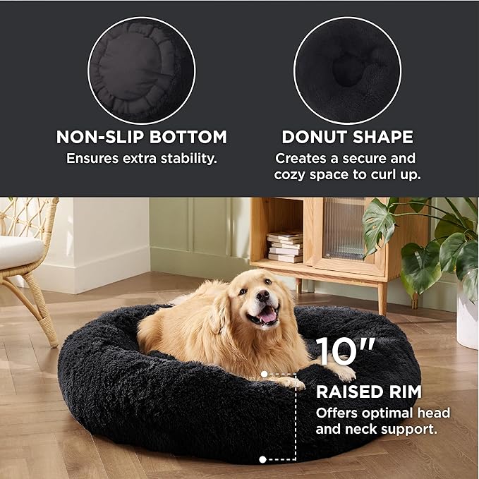 Bedsure Calming Dog Bed for Extra Large Dogs - Donut Washable Large Pet Bed, 45 inches Anti-Slip