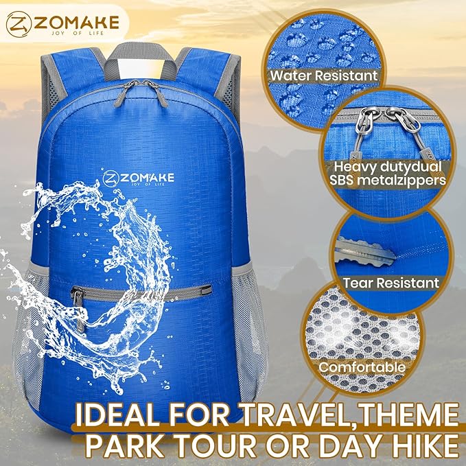 ZOMAKE Ultra Lightweight Hiking Backpack 20L - Packable Small Backpacks Water Resistant Daypack for