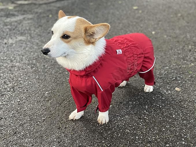Dogs Waterproof Jacket, Lightweight Waterproof Jacket Reflective Safety Dog Raincoat Windproof