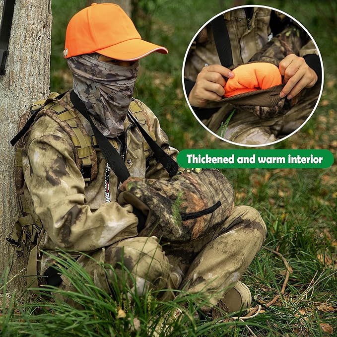RunNico Camo Hand Muff Warmer - Unisex Camo Hunting Hand Muff - Camouflage Hunting Waist Pouch for