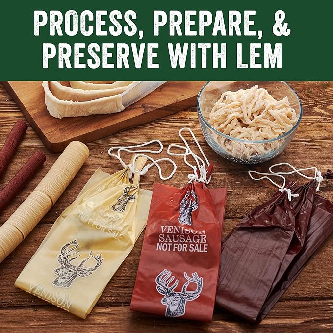 LEM Products Clear Fibrous Casings, 1 ½ Inches x 12 Inches, Non-Edible Sausage Casings, Stuffs