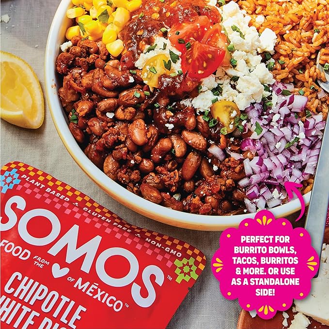 SOMOS Chipotle White Rice - Gluten Free, Vegan, Non-GMO & Microwavable - Authentic Mexican Flavor