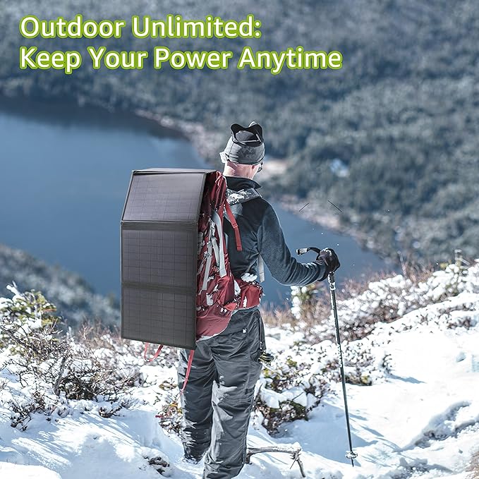 Portable Solar Panel 40W, Foldable Solar Charger for Outdoor Solar Generator Power Station