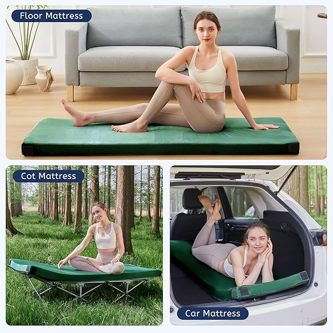 HomeMate CertiPUR-US Memory Foam Camping Mattress Pad Portable Roll Up Mattress for Adults Sleeping