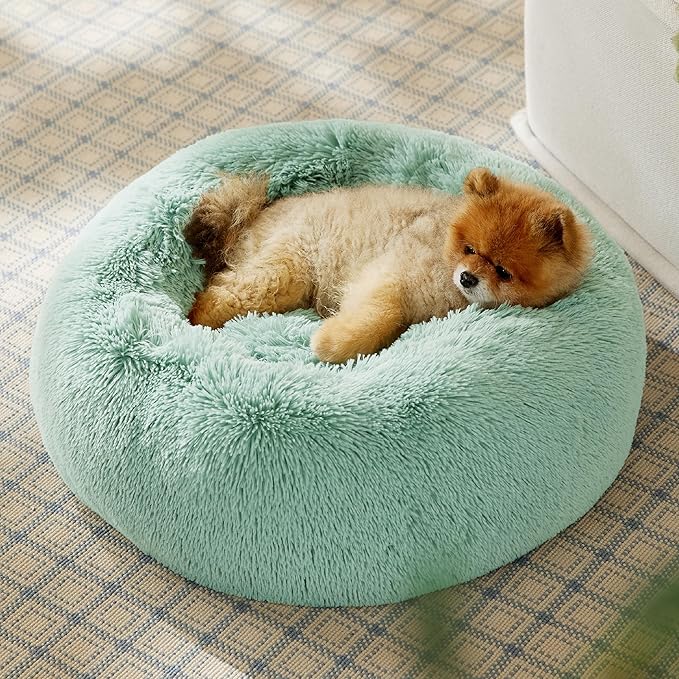 Bedsure Calming Dog Bed for Small Dogs - Donut Washable Small Pet Bed, 23 inches Anti-Slip Round