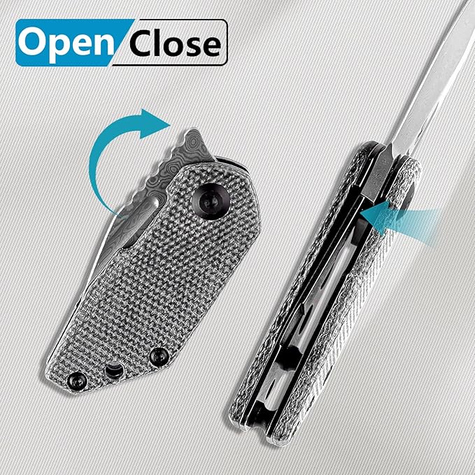KANSEPT RIO Mini Pocket Folding Knives EDC Camping Folding Knife 1.56'' Damascus Blade Pocket EDC