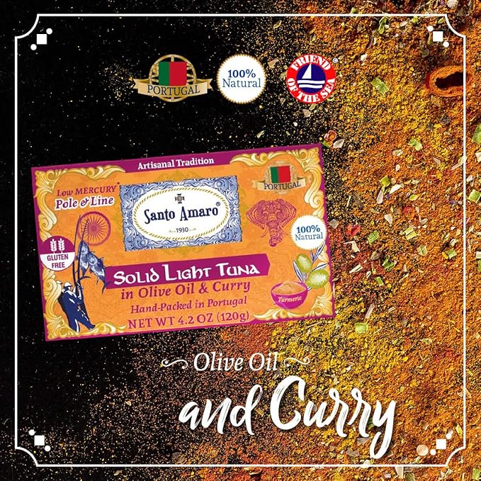 Santo Amaro - Artisanal Wild Tuna Fillets in Olive Oil & Turmeric Curry, Pole and Line Caught from
