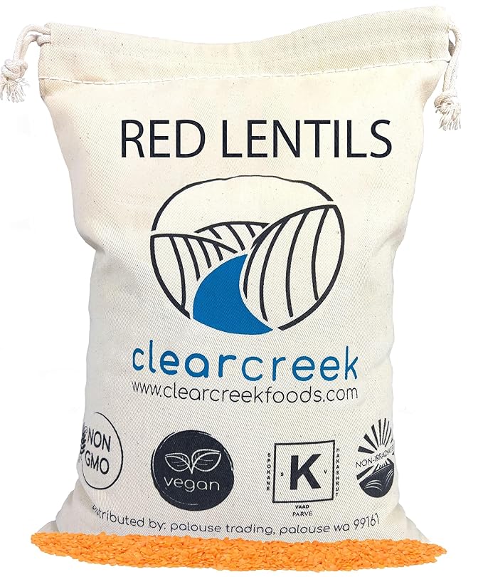 CLEAR CREEK Certified Glyphosate Residue Free Red Lentils | 4 LB | Non-GMO | Kosher | Vegan