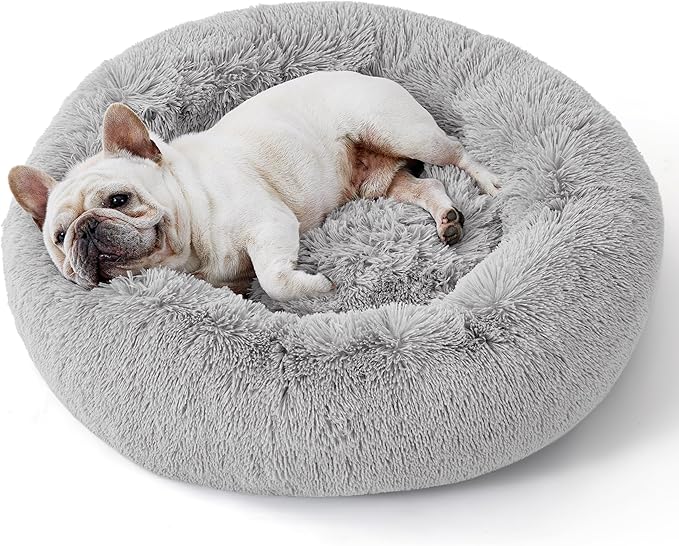 Bedsure Calming Dog Bed for Small Dogs - Donut Washable Small Pet Bed, 23 inches Anti-Slip Round