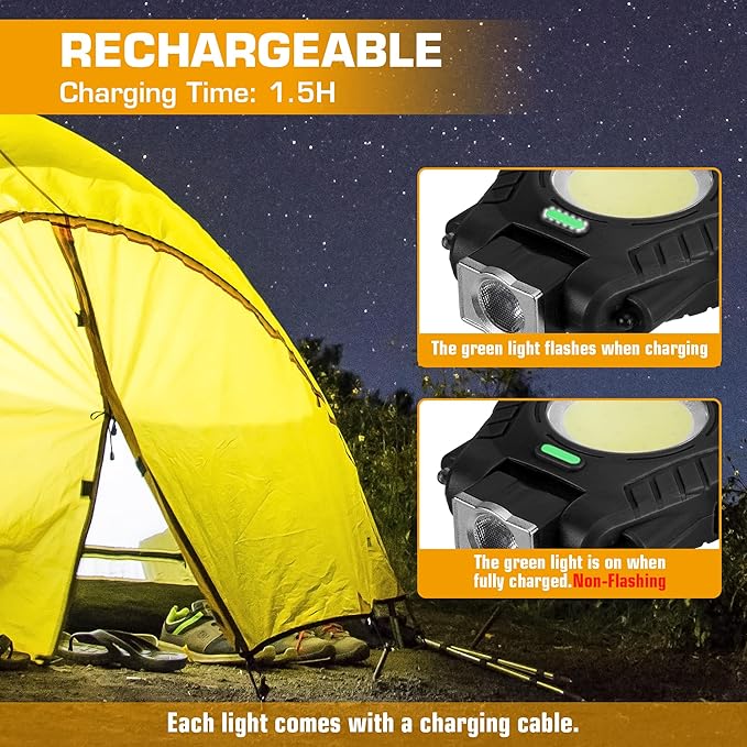 EverBrite COB Keychain Work Light, 2 Pack Rechargeable Keychain Light with Sensor Mode, Mini