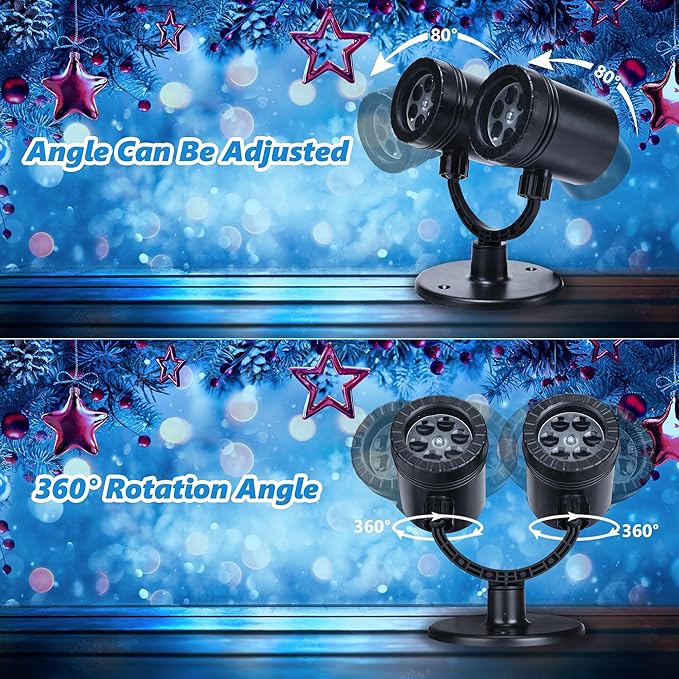 Toodour Christmas Projector Lights Outdoor, Double Head Dynamic Projector Christmas Lights with