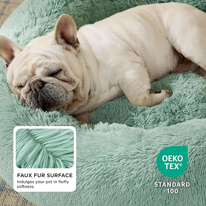 Bedsure Calming Dog Bed for Medium Dogs - Donut Washable Medium Pet Bed, 30 inches Anti-Slip Round