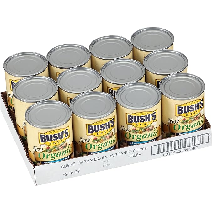BUSH'S BEST Organic Garbanzo Beans Canned Beans, Organic Chick Peas, USDA Certified Organic, Source