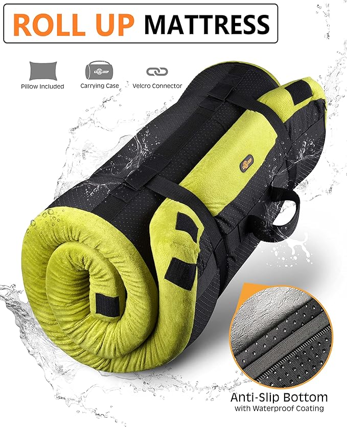 3 Inch GAIALOOP Thick Memory Foam Camping Mattress Sleeping Pad [Car/Tent/Cot] Glamping Portable