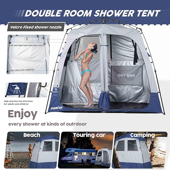 Camping Shower Tent Deluxe Changing Room Easy Set Up Privacy Shelter,Large Toilet Tent with Floor