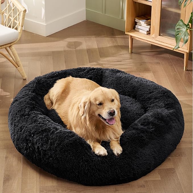 Bedsure Calming Dog Bed for Extra Large Dogs - Donut Washable Large Pet Bed, 45 inches Anti-Slip