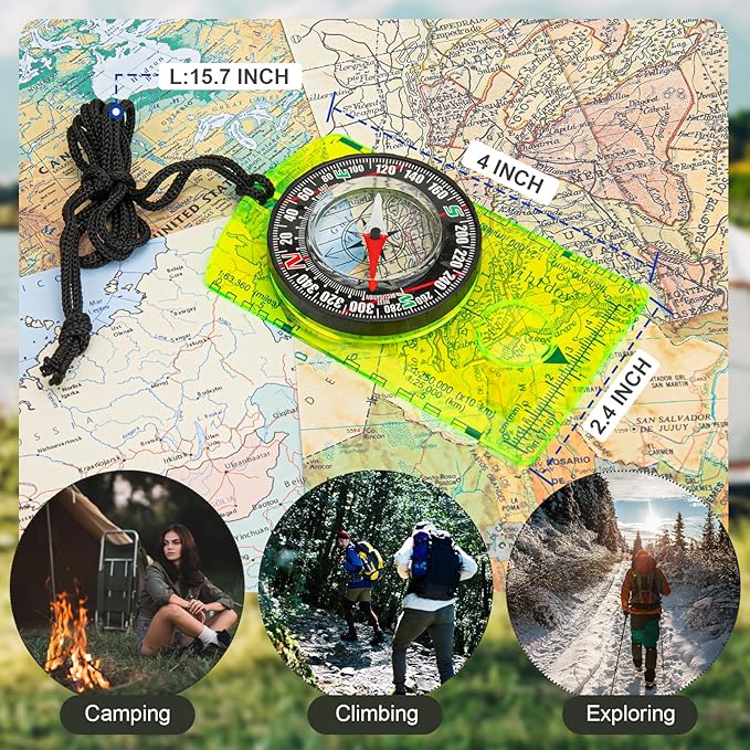 Multipurpose Outdoor Compass for Hiking, Scouting, Camping, and Navigation - Liquid-Filled