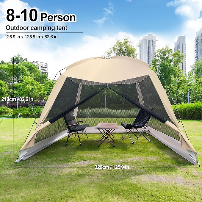 12' X 12' Screen House Room - Camping Screen Tent 8-10 Person&Instant UV Resistant Sun Shelter,Easy