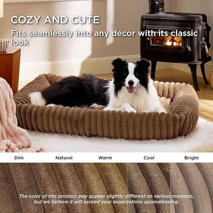 Bedsure Cute Dog Bed for Extra Large Dogs - Washable Furry Puppy Beds, Rectangle Orthopedic XL Pet