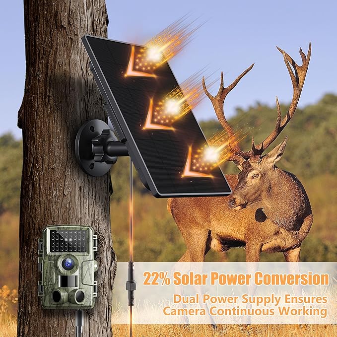 Trail Camera Solar Panel,6W Solar Battery Charger Kit 6V/2A 9V/1.5A 12V/1A with 6000mAh Battery for