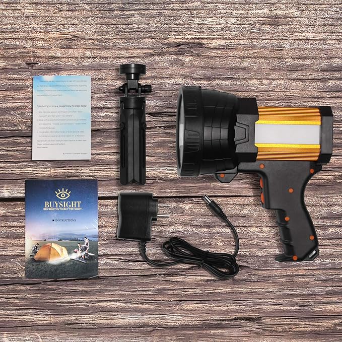BUYSIGHT Rechargeable Spotlight,Spot Lights Hand held High lumens Large Flashlight Handheld