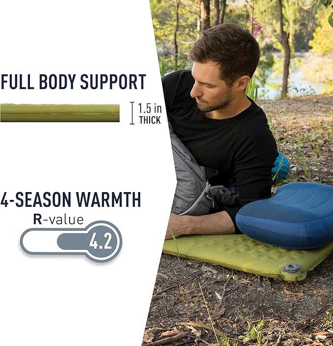 Sea to Summit Camp Self-Inflating Foam Sleeping Mat for Camping and Backpacking, Rectangular