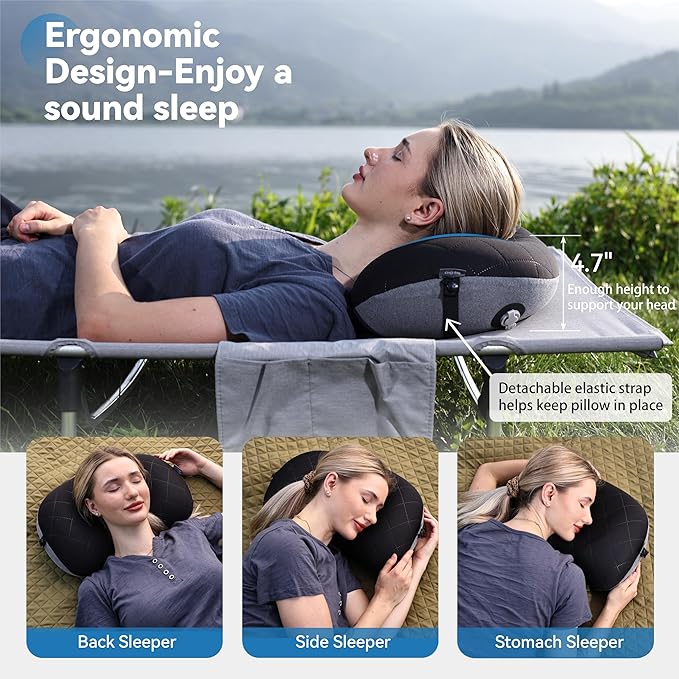 MARCHWAY Ultralight Inflatable Camping Pillow with Soft Washable Cover, Compact Compressible