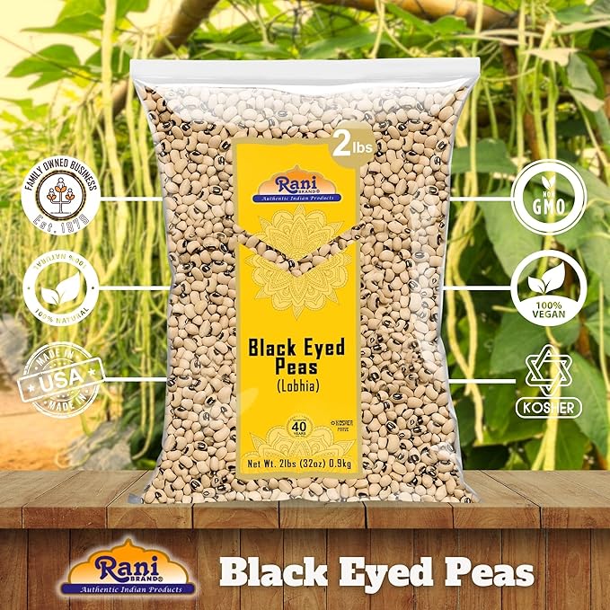 Rani Black Eyed Peas, Dried Cowpeas (Lobhia) 32oz (2lbs) 908g ~ All Natural | Vegan | Kosher |