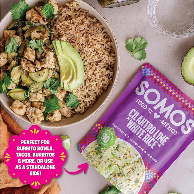 SOMOS Cilantro Lime White Rice - Gluten Free, Non-GMO, Vegan & Microwavable Meals Ready to Eat