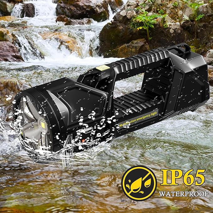 Solar Handheld Flashlight Rechargeable Multi Function High Bright 17000 Lumen 6 Modes LED
