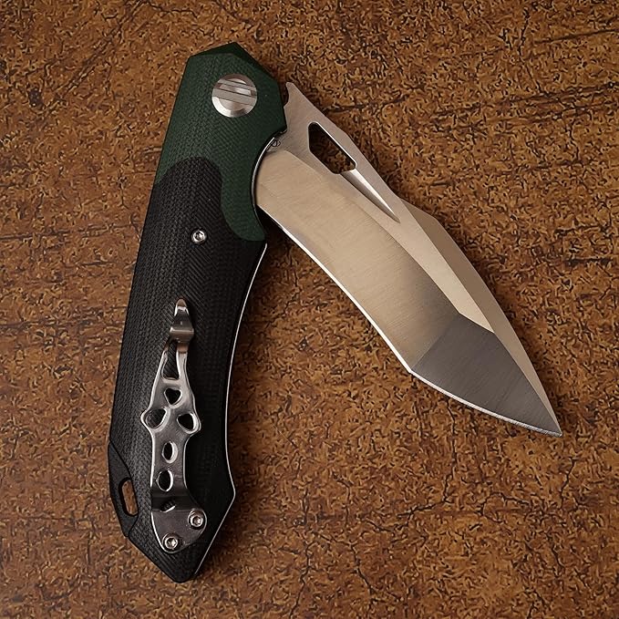 D2 Steel G10 Handle Folding Knife, Suitable for Outdoor Tactical Knife EDC, Survival, Climbing