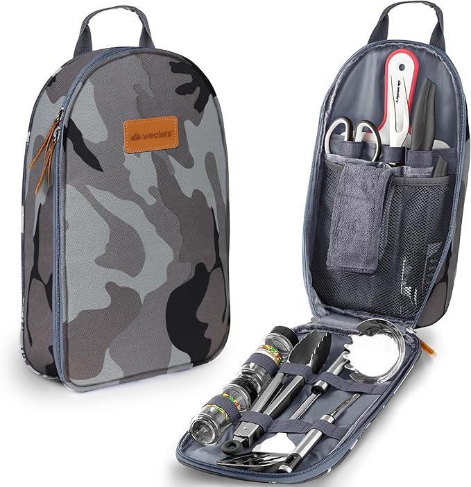 Camp Kitchen Cooking Utensil Set Travel Organizer Grill Accessories Portable Compact Gear for