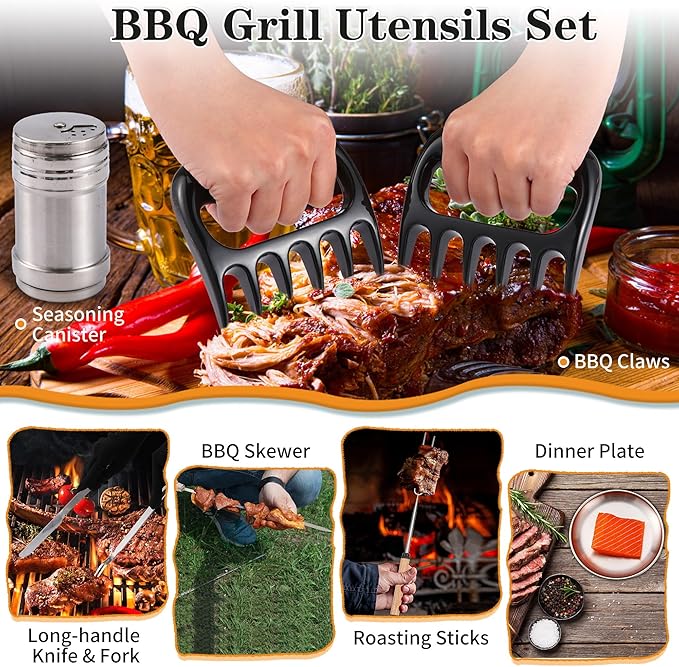 Camping Essentials Cookware Cooking Utensils Set - Portable Camp Kitchen Mess Kit Outdoor