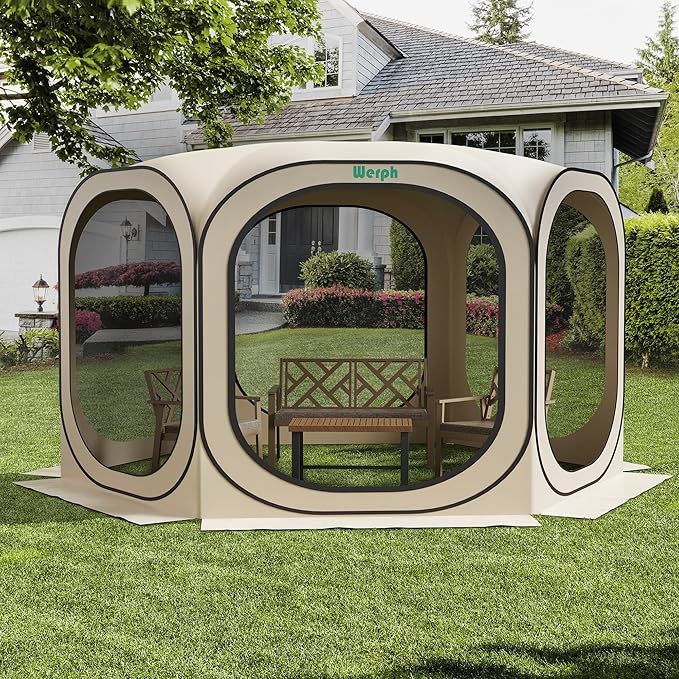 Pop Up Screen Tent Canopy, Portable Screen Canopy with Mosquito Net, Outdoor Screen Room Tent 12