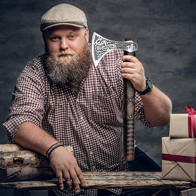 SHINY CRAFTS-Norse Viking Axe Wedding Gifts Camping Axe Berserker Axes-Handmade Viking Pizza Axe