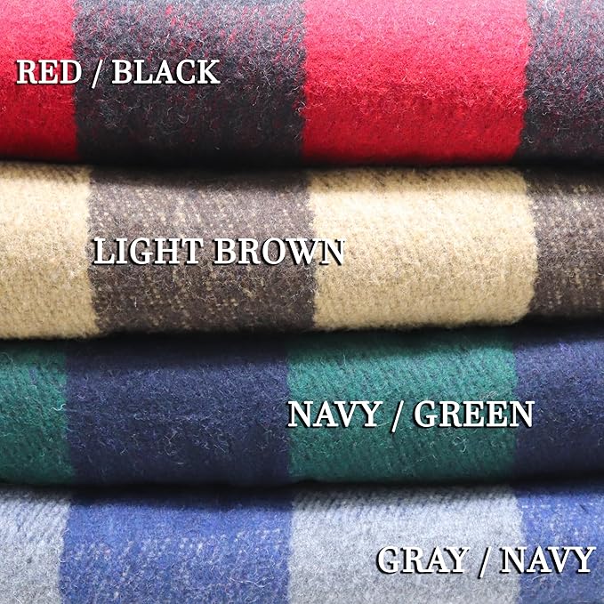 M MCGUIRE GEAR Warm Wool Bunkhouse Plaid Blanket for Camping, Home, Survival, or First Aid, 64" x