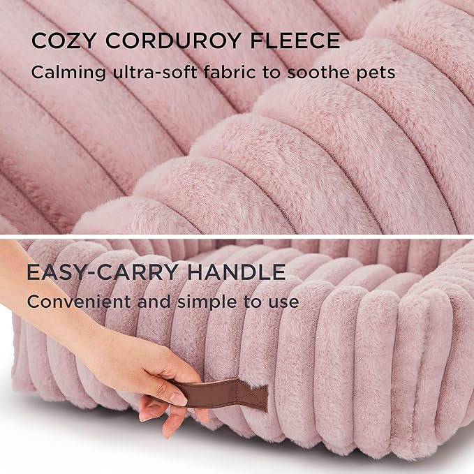 Bedsure Cute Dog Bed for Large Dogs - Washable Furry Puppy Beds, Rectangle Orthopedic Corduroy