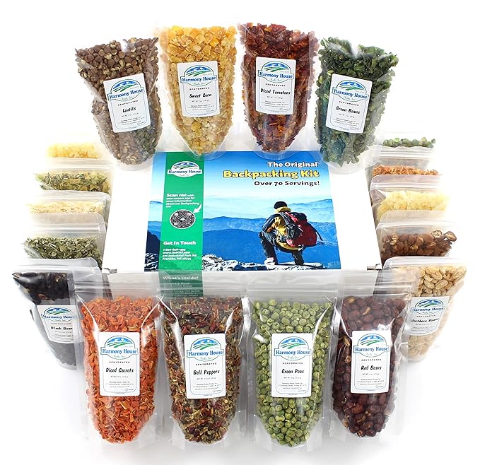 The Backpacking Kit - 18Ct Premium Lightweight Meals in 1 Cup Resealable Pouches by Harmony House