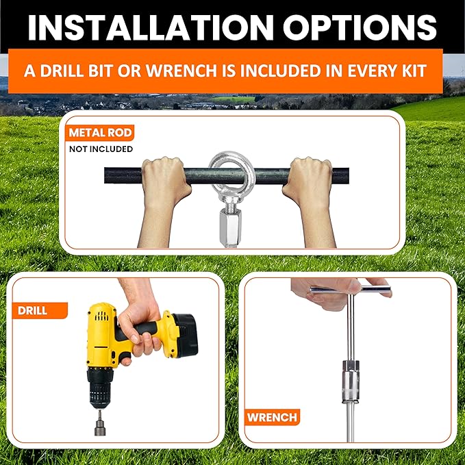 Earth Anchors - 24" Set of 4 Heavy Duty Ground Stakes with Drill Bit - Mobile Home, Shed & Swing