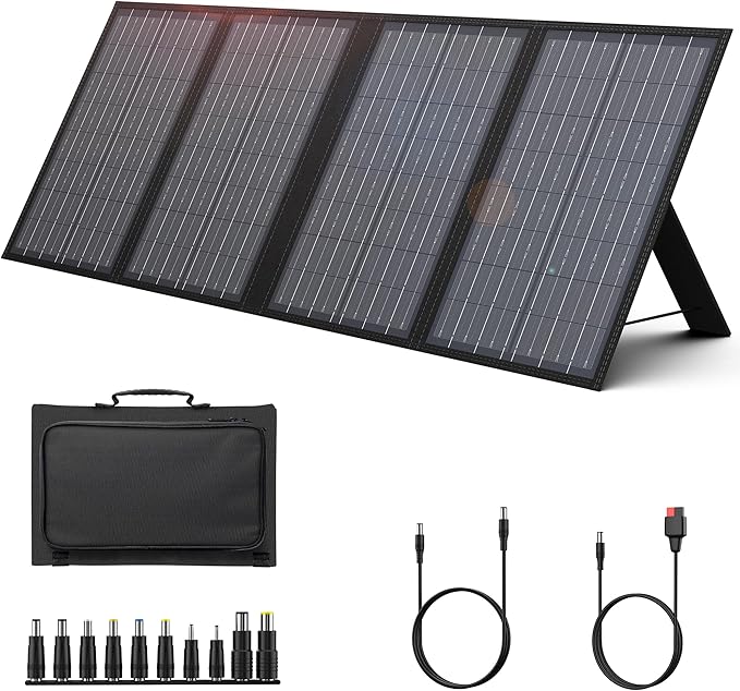 Foldable Solar Panel Charger 60W with 18V DC Output (11 Connectors) for 100W~350W Portable Power