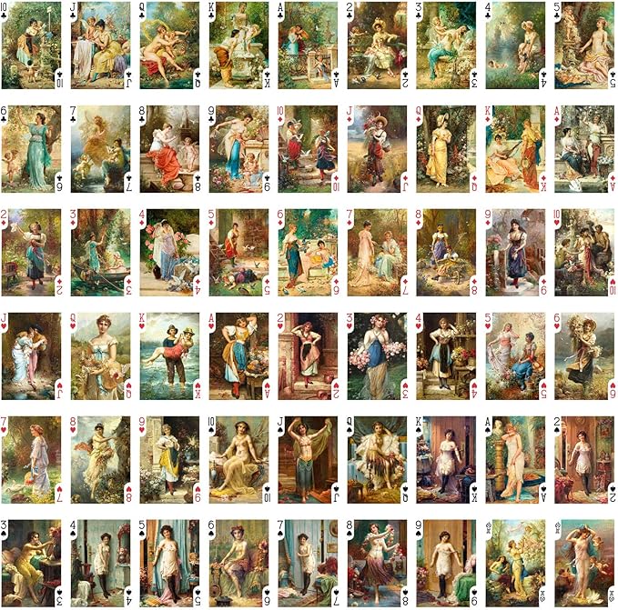 HANS ZATZKA Playing Cards (Poker Deck 54 Cards All Different) Vintage Retro Museum Painting Fantasy
