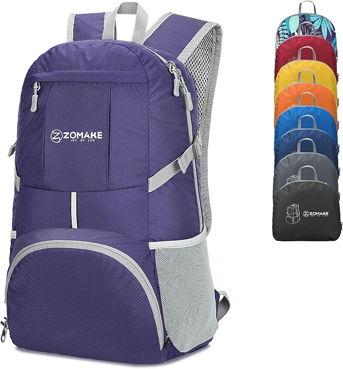 ZOMAKE Lightweight Packable Backpack 35L, Light Foldable Backpacks Water Resistant Collapsible