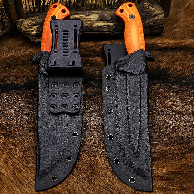 BA-KOR 12.4in Full Tang Fixed Blade Hunting Knife ??6mm 9CR18MoV Steel, G10 Handle, Stonewashed