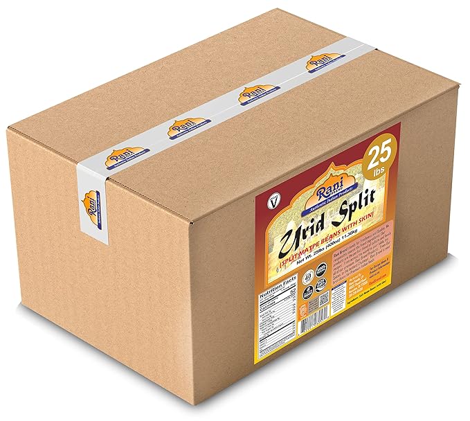 Rani Urid/Urad Split Chilka (Split Matpe Beans with Skin) Indian Lentils 400oz (25lbs) 11.36kg Bulk