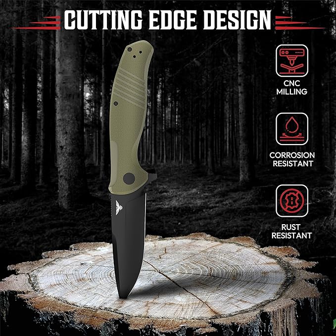 D2 Pocket Knife For Men | Tactical EDC Knife With Case 3.75" D2 Knife Steel Flipper Mens Work