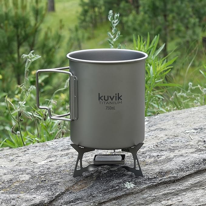 Kuvik Titanium Pot with Lid 750ml (25.4 oz) - Ultralight and Compact Pot for Backpacking, Camping