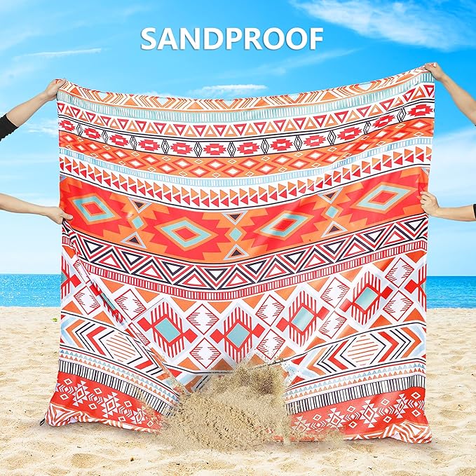 Beach Blanket Waterproof Sandproof Beach Mat 79" X 83"/10'x9'for 2-8 Adults Quick Drying Outdoor