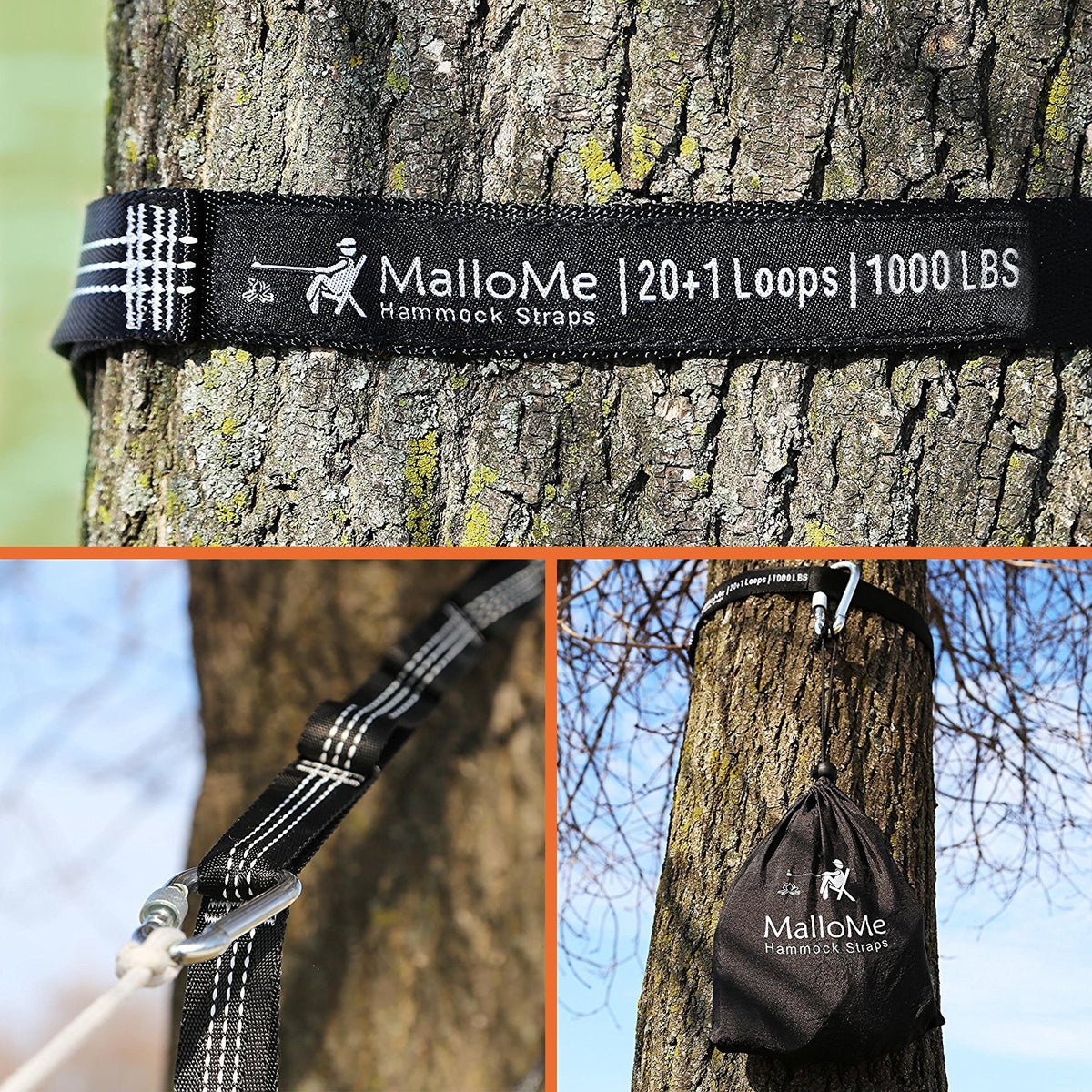 MalloMe Hammock Straps for Trees - Swing Straps - Multi-Purpose Hanging Kit, Heavy Duty Adjustable