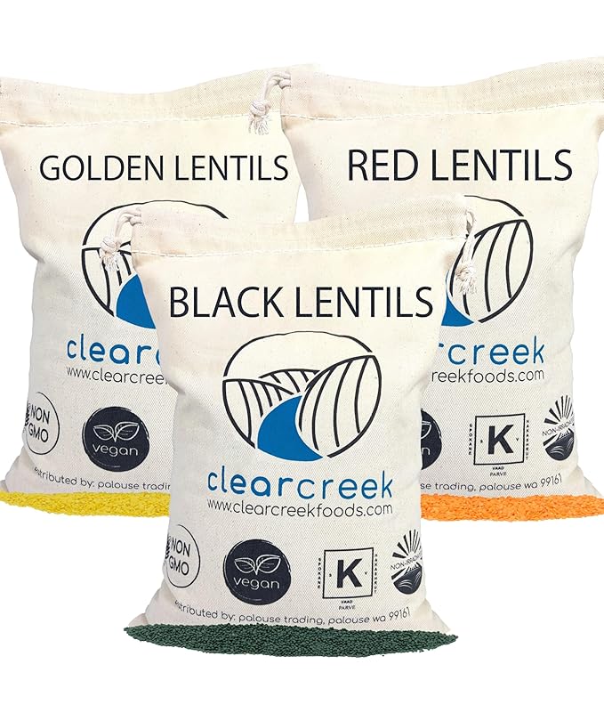 Black, Red and Yellow Lentils | 12 LBS (3-4 lb bags) | Non-GMO | 100% Non Irradiated | Kosher | USA