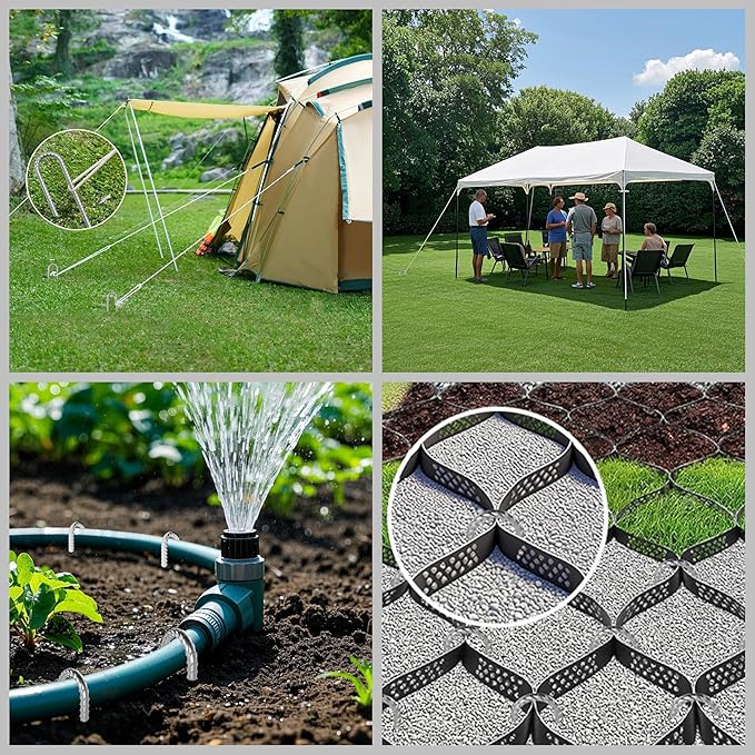 VVOKGO Rebar-Stakes-12-Inch J Hook Galvanized Tent Stakes Heavy Duty, 20-Pack Ground Chain Link